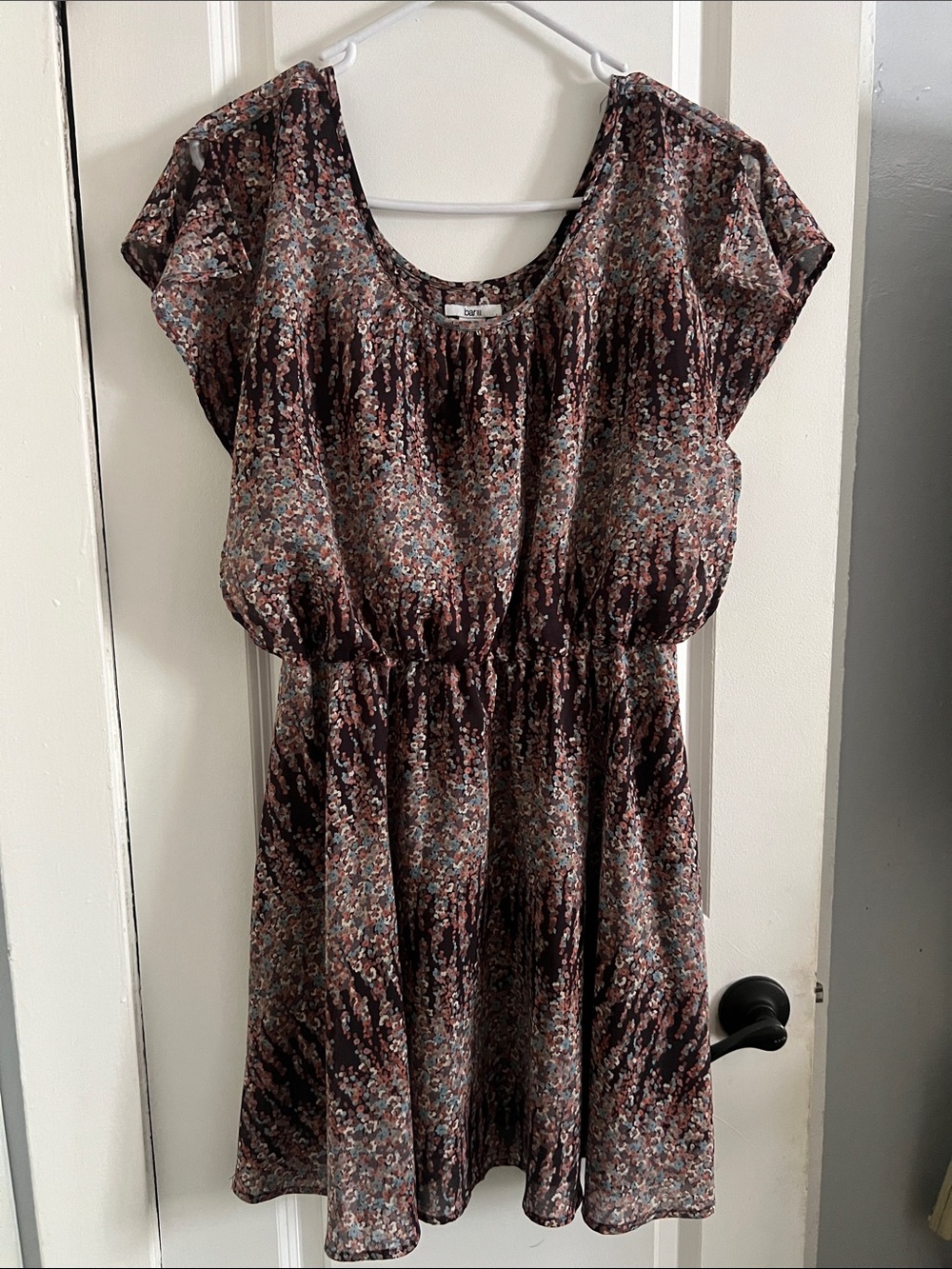 Unknown Brand Brown Floral Short Sleeve Dress